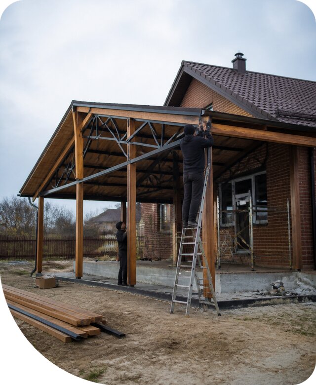 Пристройка навеса к дому и участку в Сызрани под ключ